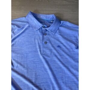 Tommy Bahama IslandZone Mens Medium Blue Space Dye Performance Polo Shirt